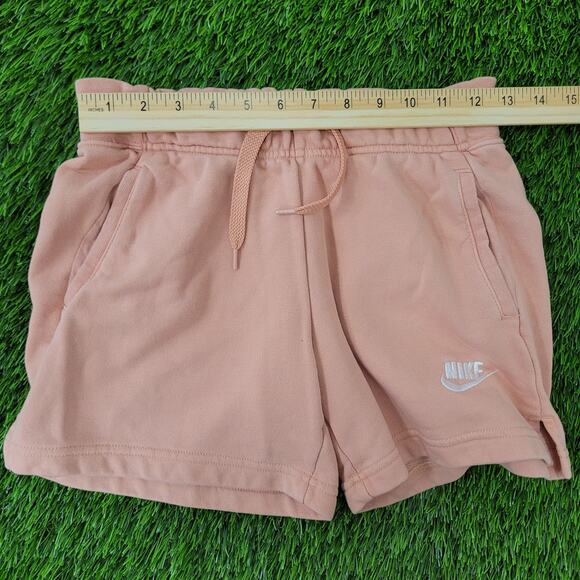 NIKE Swoosh Gym Shorts Women M/L Pink Peach Embroidered Logo - Picture 13 of 16